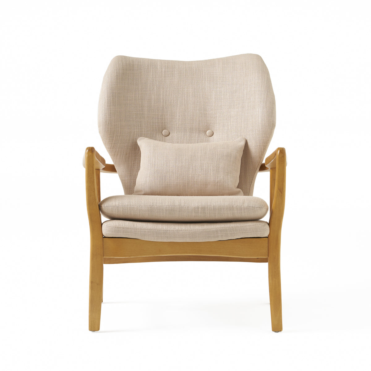 Club Chair, Upholstered Armchair Beige Fabric