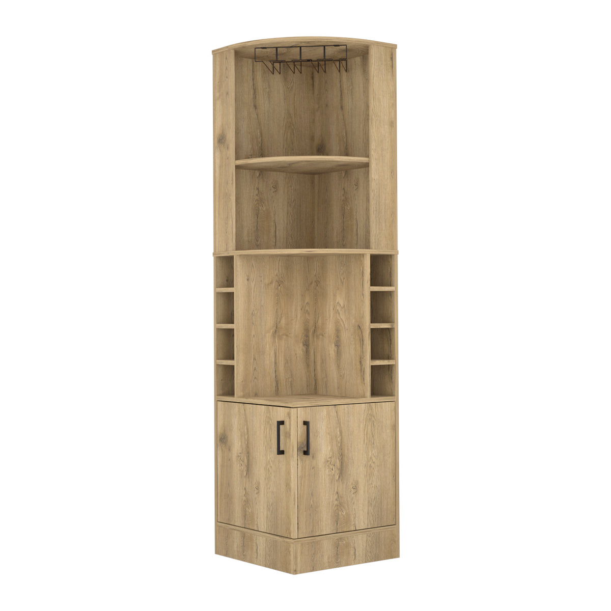 Corner Bar Cabinet Papprika, Living Room, Aged Oak Beige Particle Board Engineered Wood