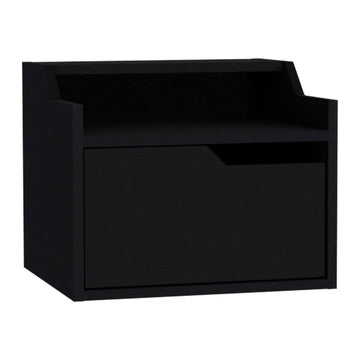 Floating Nightstand Chester, Bedroom, Black Black Particle Board Engineered Wood