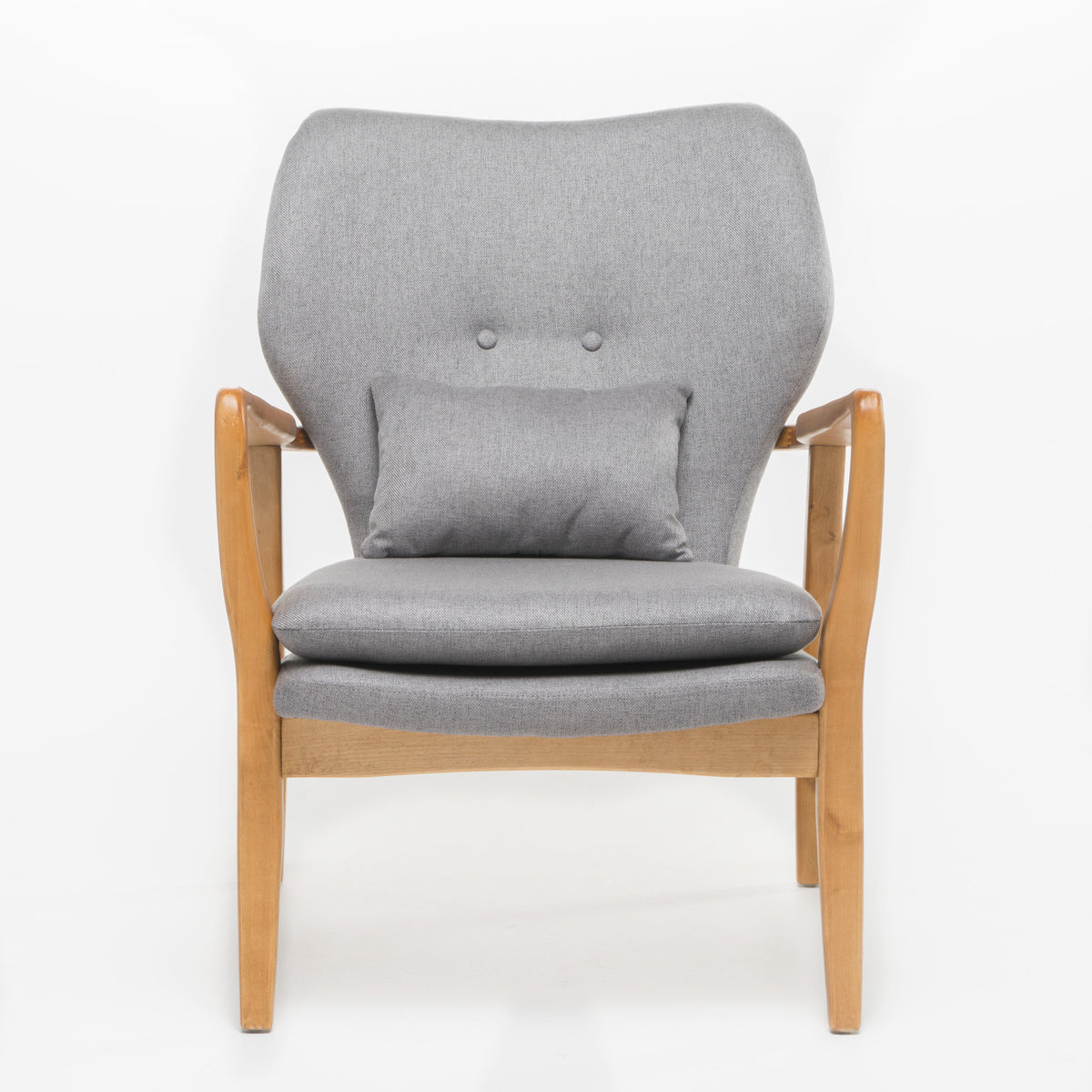 Club Chair, Wood Frame Club Chair, Grey Grey Fabric