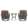 3 Pieces Outdoor Swivel Rocker Patio Chairs, 360 Degree Rocking Patio Conversation Set With Thickened Cushions And Glass Coffee Table For Backyard, Khaki Khaki Steel