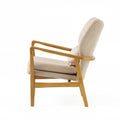 Club Chair, Upholstered Armchair Beige Fabric