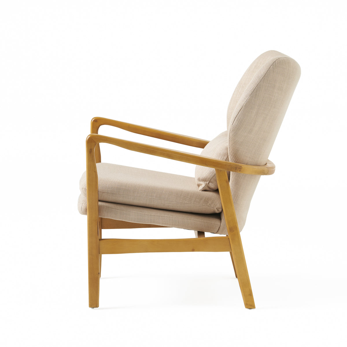 Club Chair, Upholstered Armchair Beige Fabric