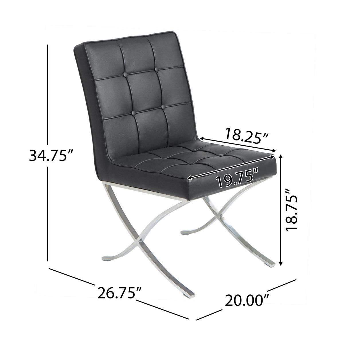 Pavilion Dining Chair Set Of 2 Black Tufted Back Foam Leather