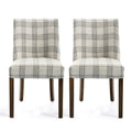 Dining Chair Grey Plaid Fabric