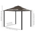 10' X 10' Patio Gazebo, Aluminum Frame Double Roof Outdoor Gazebo Canopy Shelter With Netting & Curtains, For Garden, Lawn, Backyard And Deck, Coffee Coffee Polyester