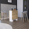 Folding Dining Table Evart, Living Room, White Macadamia Multicolor Particle Board Engineered Wood