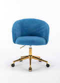 Hengming Golden Foot Office Chair, Modern Armchair, Height Adjustable, Rotary Cosmetic Chair, For Bedroom,Set Of 1 Blue Wool