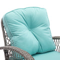 3 Pieces Outdoor Swivel Rocker Patio Chairs, 360 Degree Rocking Patio Conversation Set With Thickened Cushions And Glass Coffee Table For Backyard, Blue Blue Steel