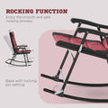 3 Piece Outdoor Patio Furniture Set With Glass Coffee Table & 2 Folding Padded Rocking Chairs, Bistro Style For Porch, Camping, Balcony, Red Red Metal
