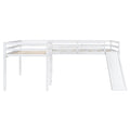 L Shaped Twin Size Loft Bed With Ladder And Slide, White White Solid Wood Mdf