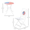 3 Piece Patio Bistro Set, Folding Outdoor Furniture With Usa Mosaic Table And Chairs, Portable Metal Frames For 4Th Of July, Balcony, Backyard, Poolside, Porch, American Flag White Metal
