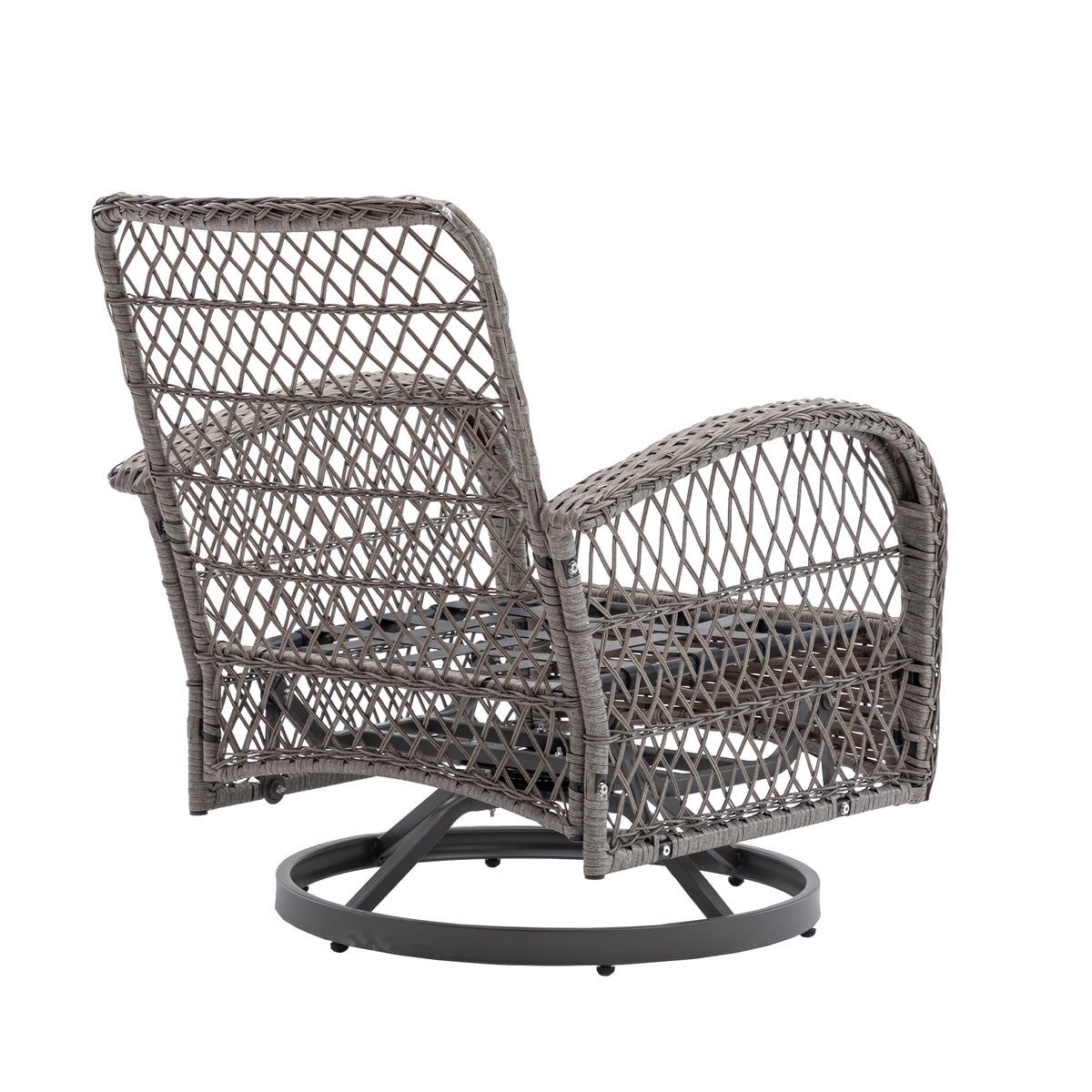 3 Pieces Outdoor Swivel Rocker Patio Chairs, 360 Degree Rocking Patio Conversation Set With Thickened Cushions And Glass Coffee Table For Backyard, Blue Blue Steel
