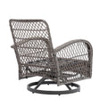 3 Pieces Outdoor Swivel Rocker Patio Chairs, 360 Degree Rocking Patio Conversation Set With Thickened Cushions And Glass Coffee Table For Backyard, Navy Blue Navy Blue Steel