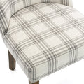 Dining Chair Grey Plaid Fabric