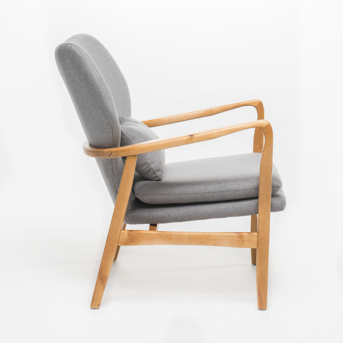 Club Chair, Wood Frame Club Chair, Grey Grey Fabric