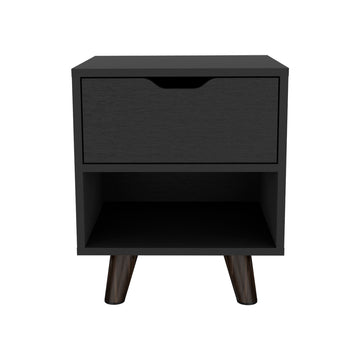 Nightstand Carleen, Bedroom, Black Black Particle Board Engineered Wood
