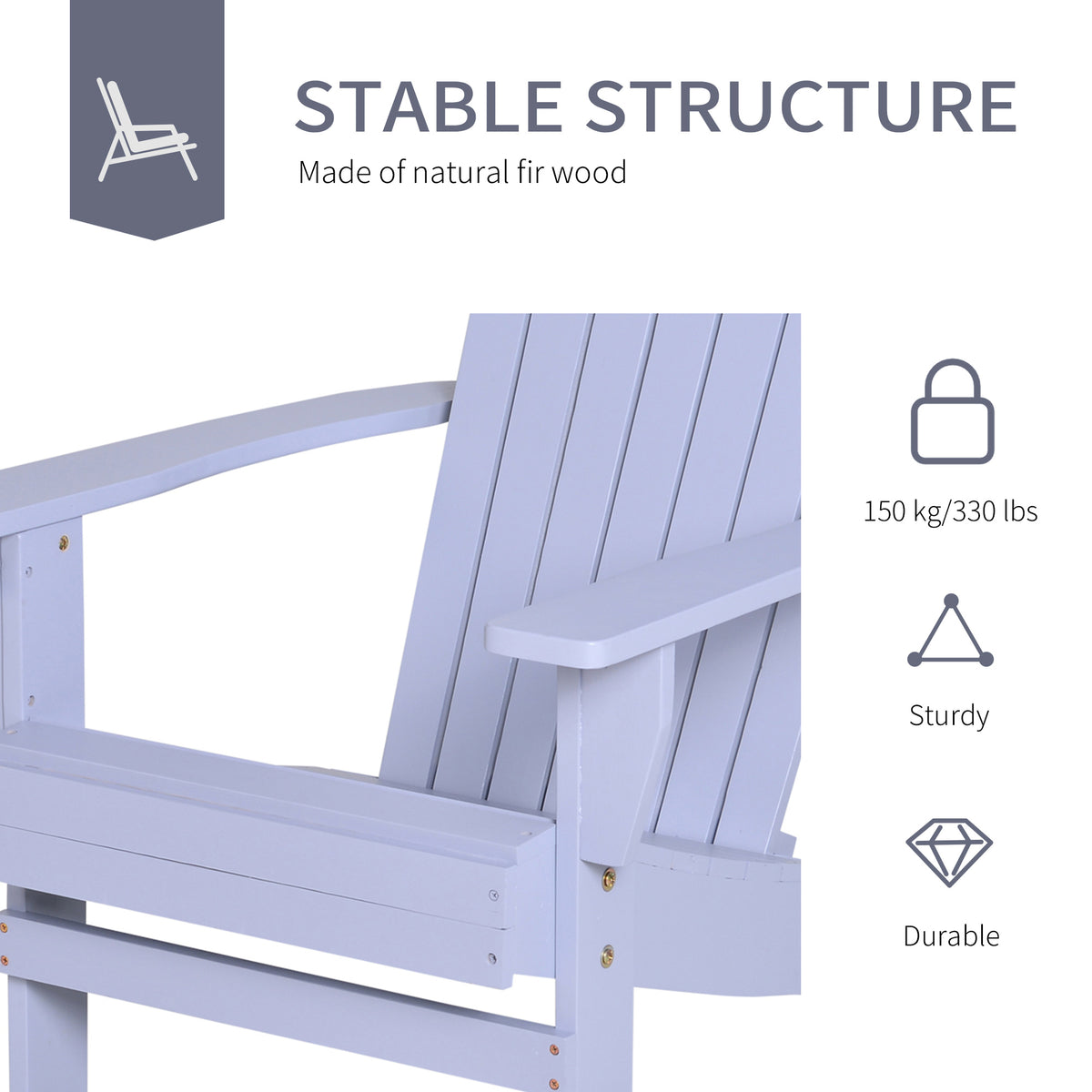Wooden Adirondack Chair, Outdoor Patio Lawn Chair With Cup Holder, Weather Resistant Lawn Furniture, Classic Lounge For Deck, Garden, Backyard, Fire Pit, Gray Gray Wood