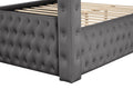 Monica Luxurious Four Poster Queen 4 Pc Vanity Bedroom Set Made With Wood In Gray Box Spring Not Required Queen Gray Wood 4 Piece Set Bedroom Modern Upholstered Velvet Tufted Wood
