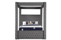 Monica Luxurious Four Poster Full 5 Pc Bed Made With Wood In Gray Box Spring Not Required Full Gray Wood 5 Piece Set Bedroom Bed Included,Chest Included,Dresser Included,Mirror Included,Nightstand Included Modern Upholstered Velvet Tufted Wood