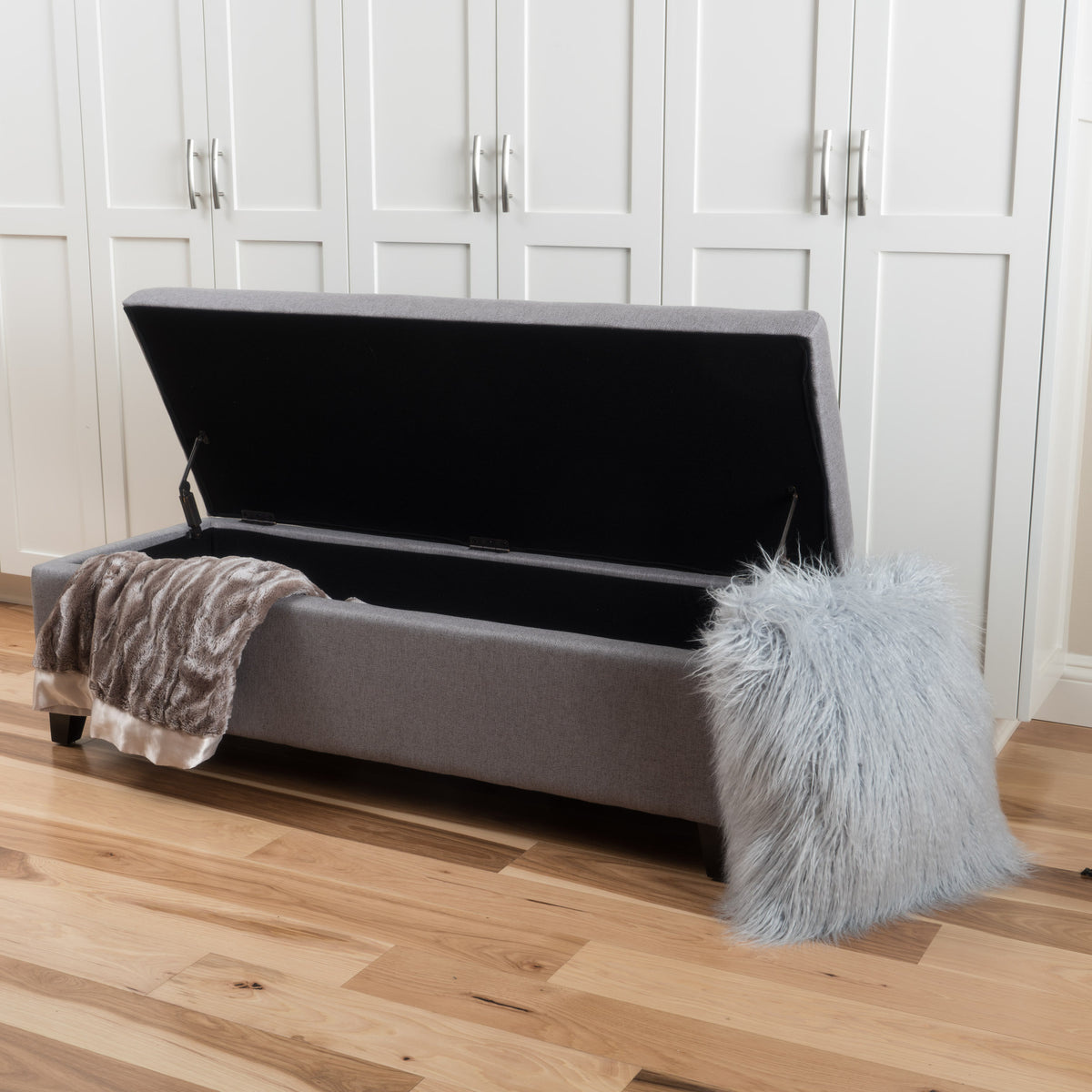 Selma Storage Ottoman V2 Light Grey Fabric