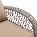 3 Pieces Outdoor Swivel Rocker Patio Chairs, 360 Degree Rocking Patio Conversation Set With Thickened Cushions And Glass Coffee Table For Backyard, Khaki Khaki Steel