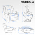 Dual Motor Infinite Position Up To 350 Lbs Leatheraire Power Lift Recliner Chair, Heavy Duty Motion Mechanism With 8 Point Vibration Massage And Lumbar Heating, Stainless Steel Cup Holders, Grey White Metal Primary Living Space Heavy Duty Pine Grey Faux