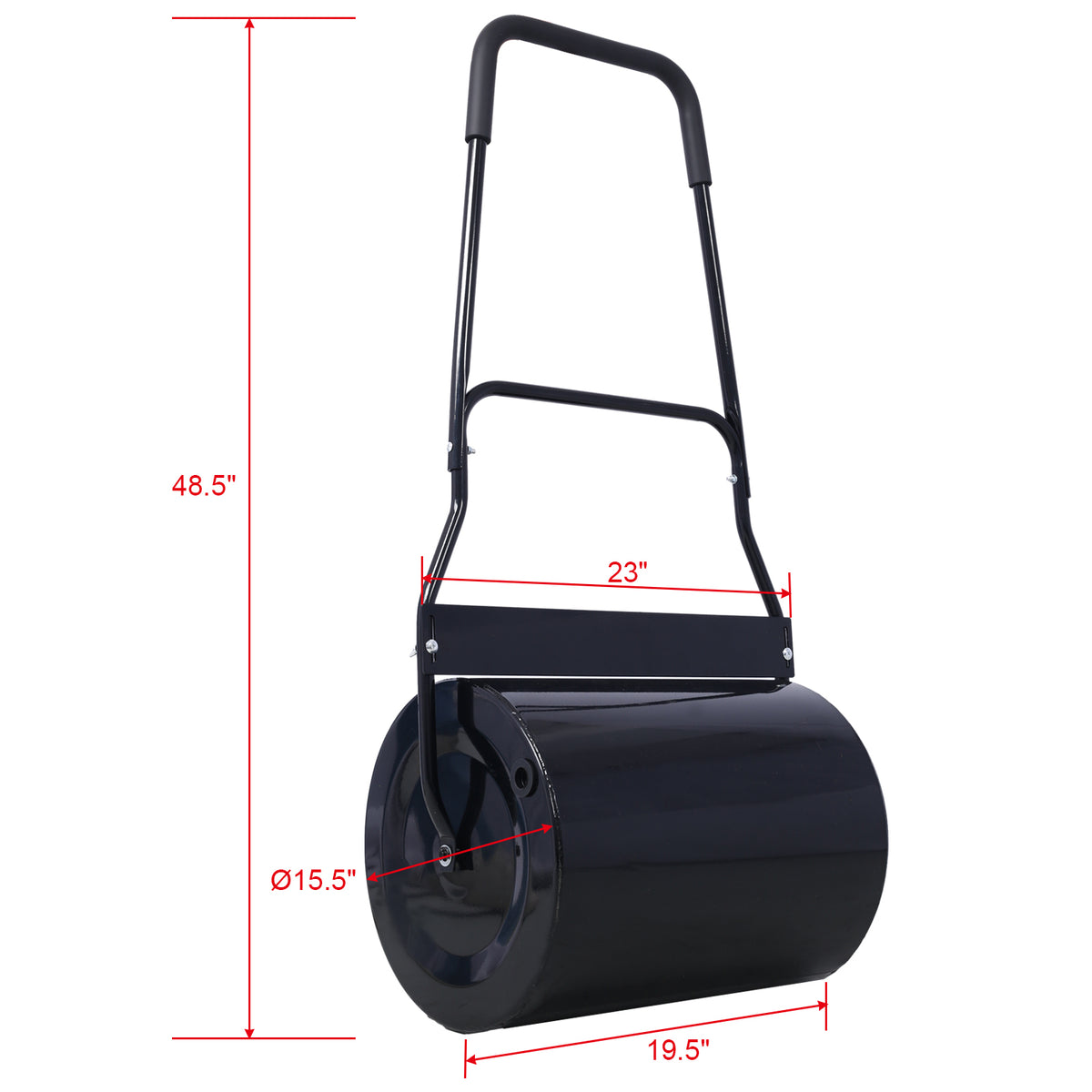 Lawn Roller, 16 Gallon Heavy Duty Tow Behind Water Sand Filled Sod Drum Roller For Garden Yard Park Black Steel