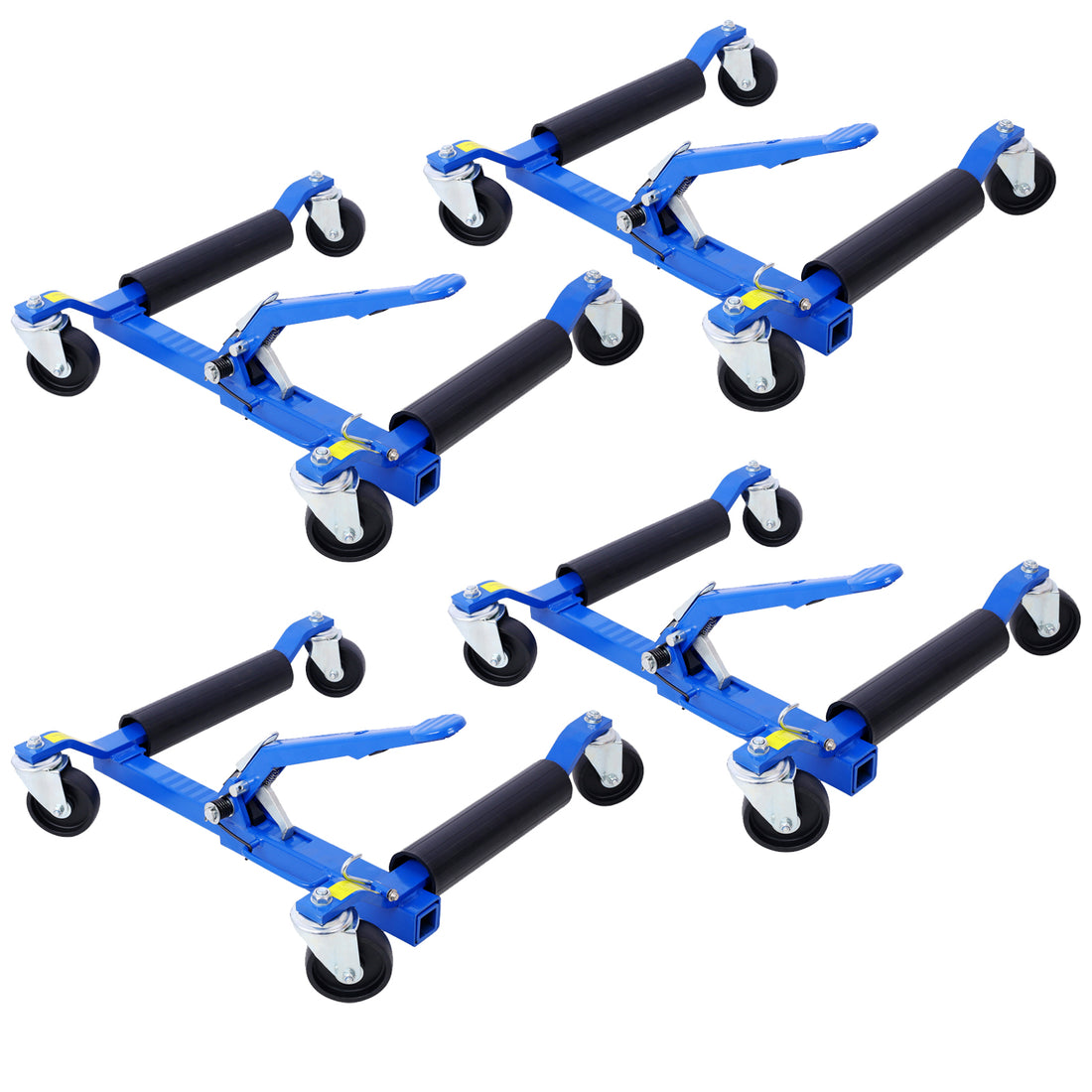 Set Of 4 Wheel Dolly Car Skates Vehicle Positioning Hydraulic Tire Jack Ratcheting Foot Pedal Lift Hydraulic Car Wheel Dolly, 1,250Lbs Blue Blue Aluminum