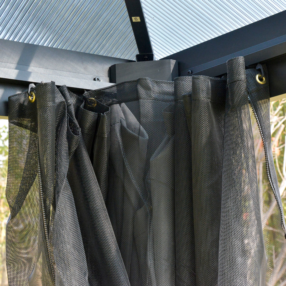 10' X 10' Hardtop Gazebo Canopy With Polycarbonate Double Roof, Aluminum Frame, Permanent Pavilion Outdoor Gazebo With Netting And Curtains For Patio, Garden, Backyard, Deck, Lawn, Gray Dark Grey Steel
