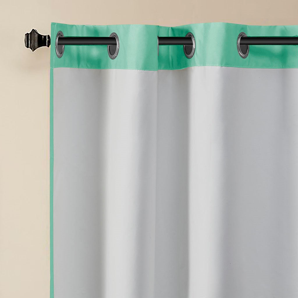 Chevron Printed Room Darkening Grommet Top Panel Pair Aqua Polyester