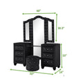 Luxurious Four Poster Full 4 Pc Vanity Bedroom Set Made With Wood In Black Box Spring Not Required Full Black Wood 4 Piece Set Bedroom Modern Upholstered Velvet Tufted Wood