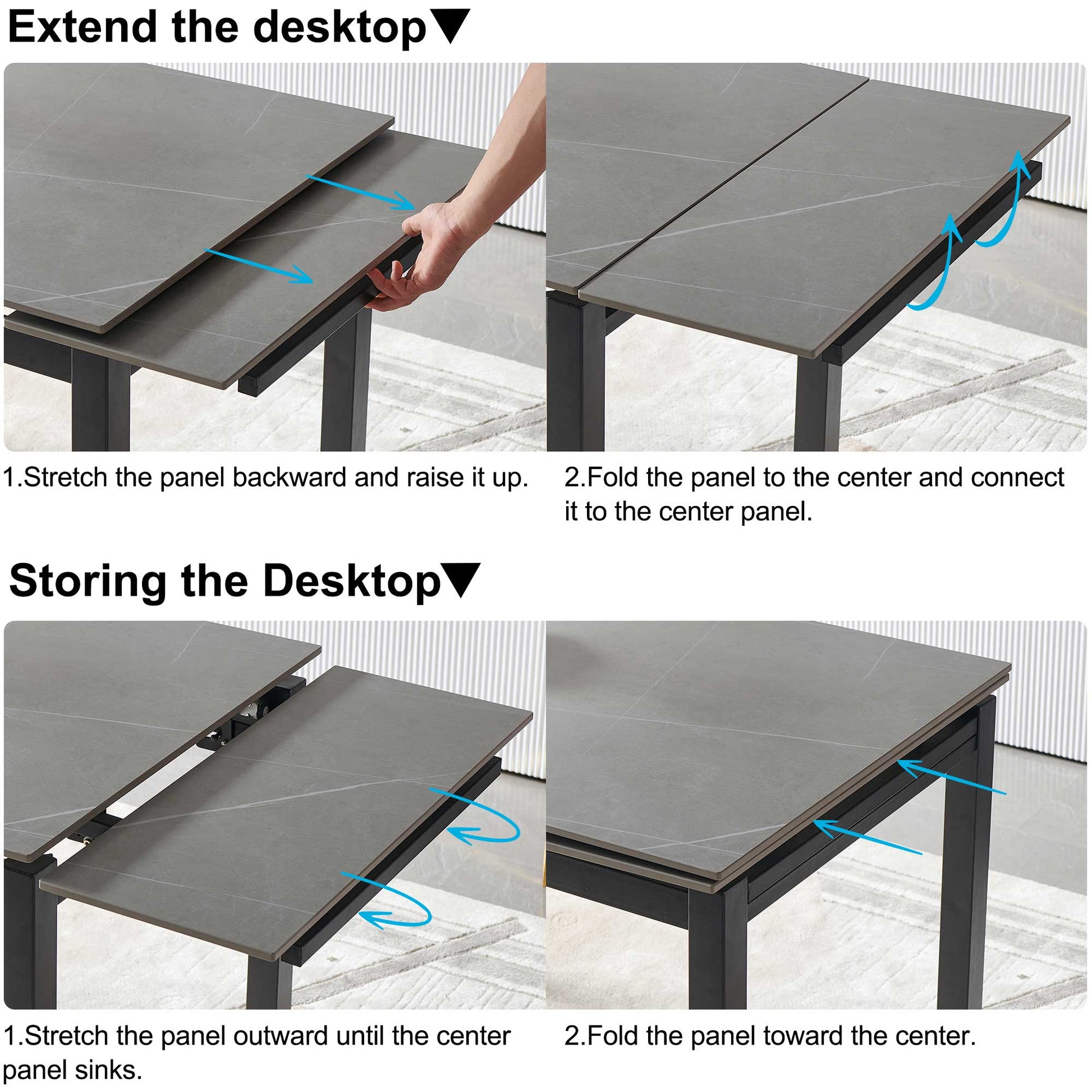 5 Pieces Functional Retractable Ceramic Table Dining Table Dining Set Including Yellow Velvet High Back Black Color Legs For Living Room,Dining Room,Kitchen Metal Gray Yellow Seats 4 Metal Dining Room Modern 4 Leg Square Dining Table With Chair Ceramic