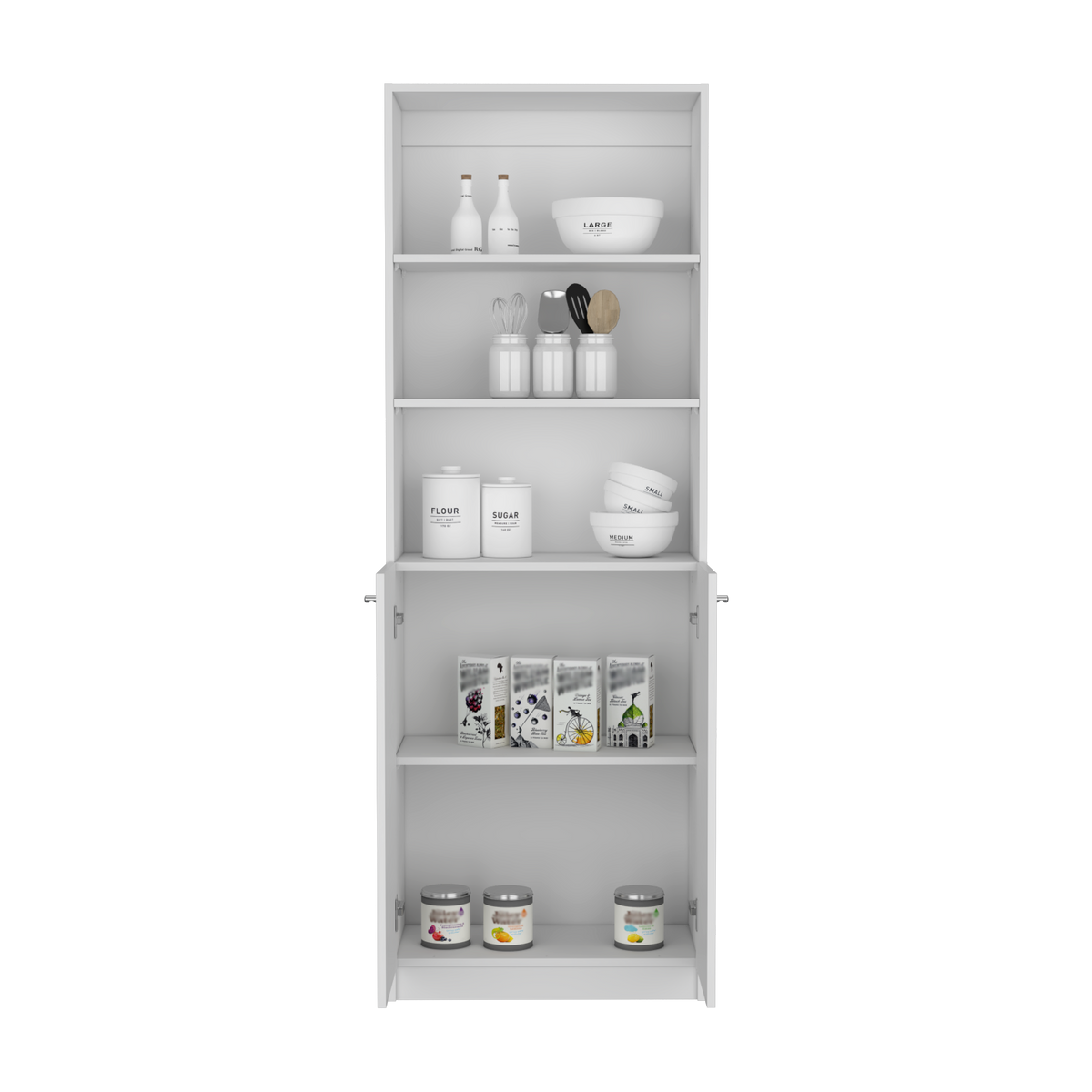 Bookcase Dual Door Benzoni, Office, White White Particle Board Engineered Wood