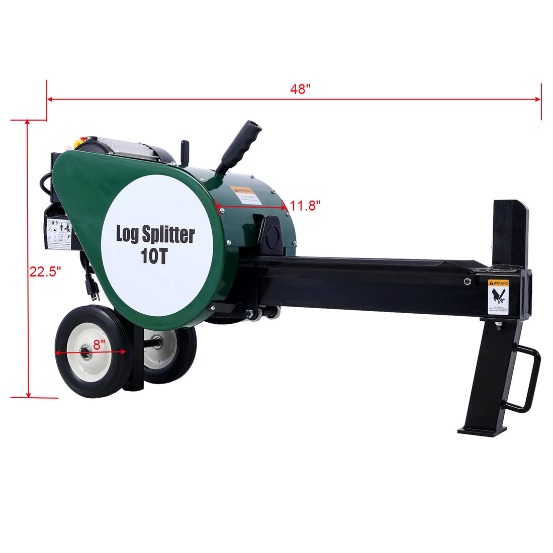 Double Flywheel Electric Log Splitter Log Splitter Electric Portable 10 Ton Hotizontal 2Hp 16A Electric Firewood Splitting Machine Green Steel