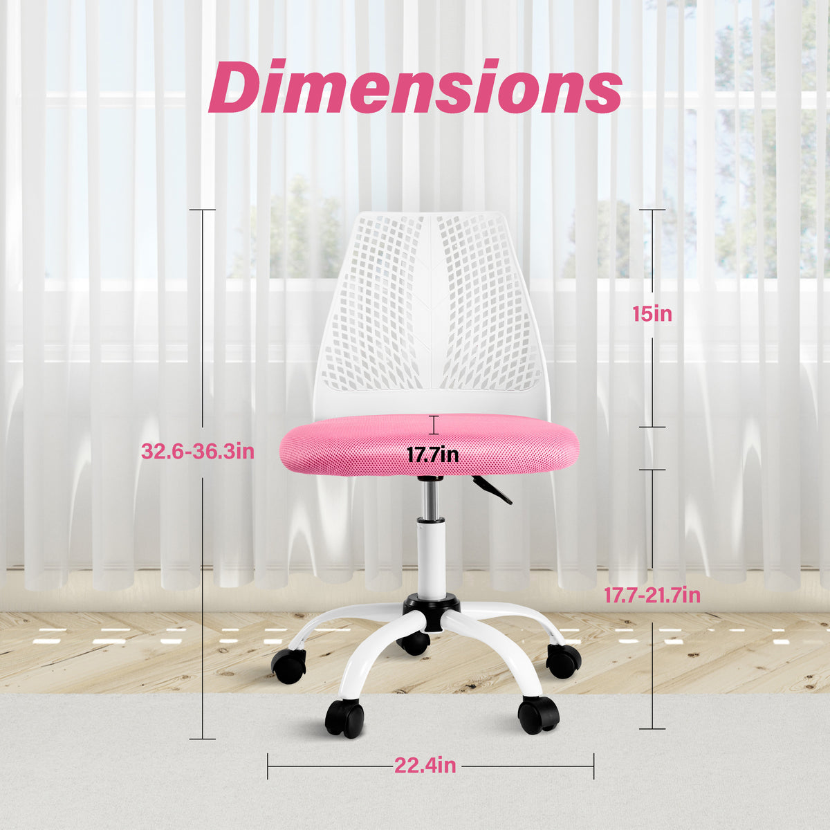 Ergonomic Office And Home Chair With Supportive Cushioning, Pink & White White Pink Nylon Mesh Plastic