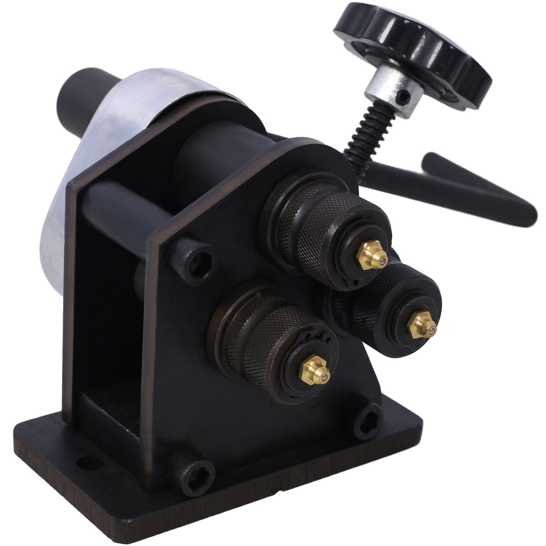 Ring Roller Bender 3",Ring Manual Roller Bender Up To1 4" Round Steel & 1" X 3 16" Flat Steel,Hardened Steel Portable Hand Crank Ring Roller 13 1 2'' Long Handle Black Steel