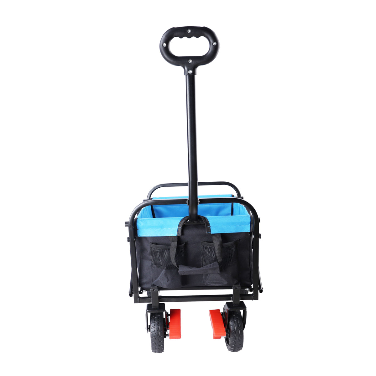 Mini Folding Wagon Garden Shopping Beach Cart Black Blue Brake Black Blue Metal