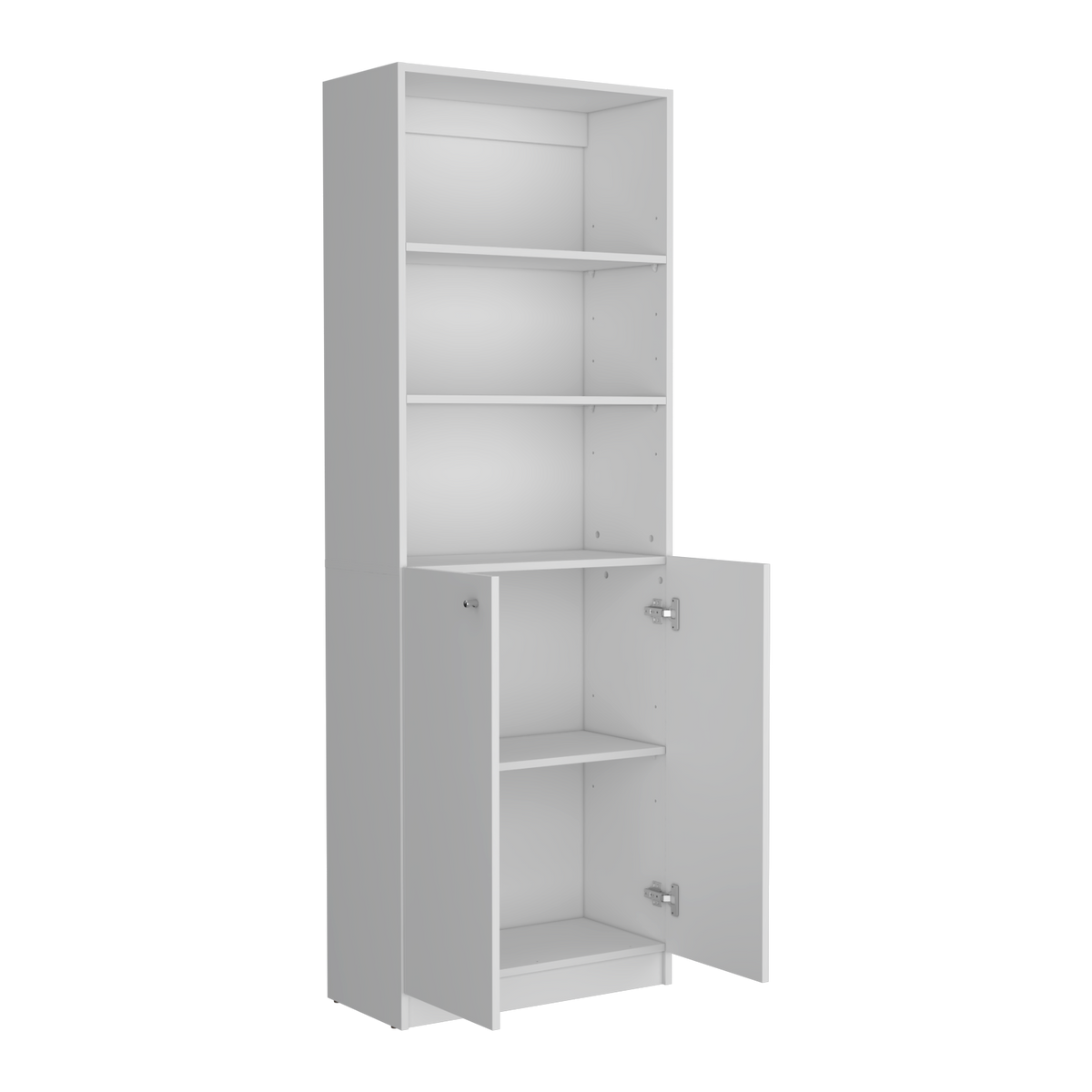 Bookcase Dual Door Benzoni, Office, White White Particle Board Engineered Wood