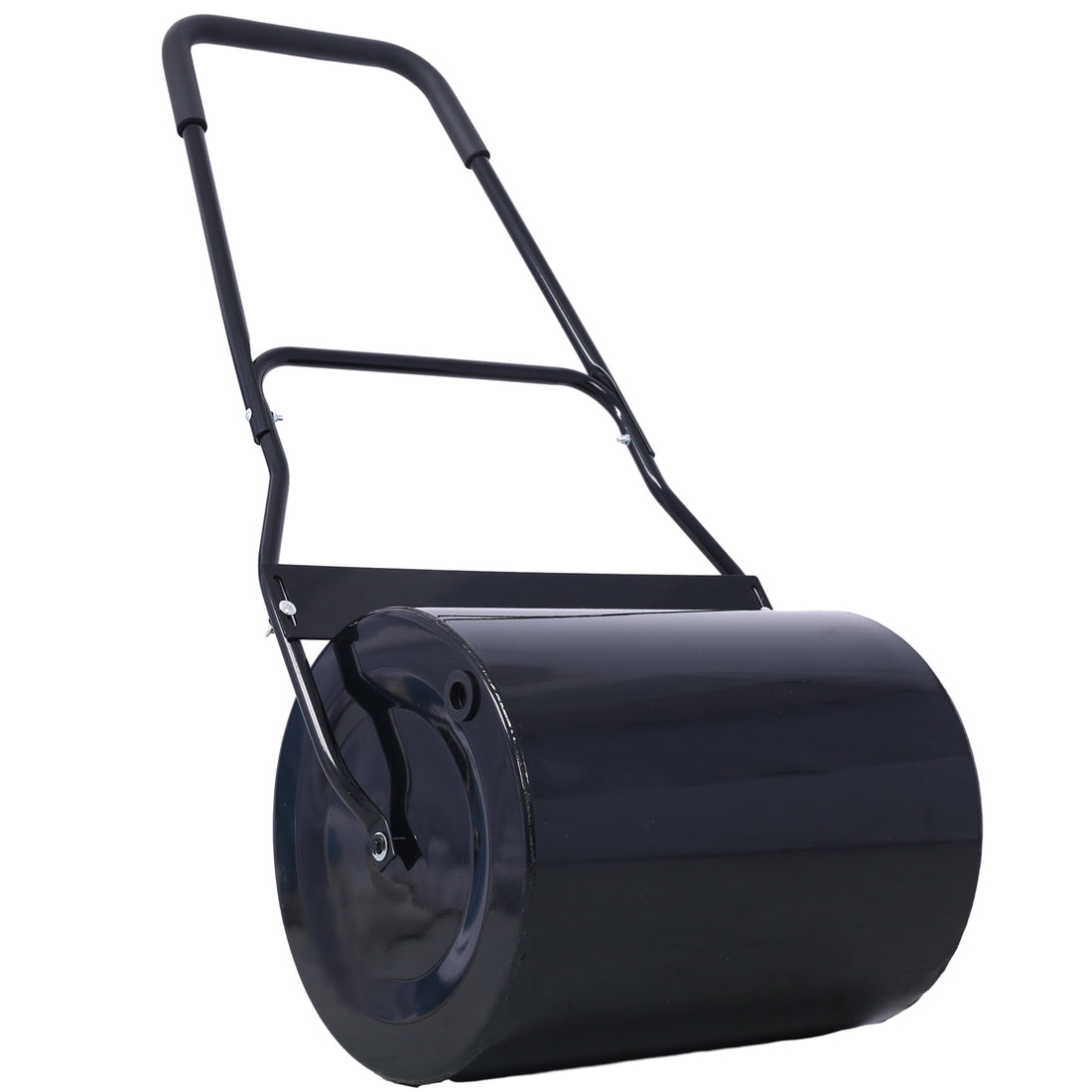 Lawn Roller, 16 Gallon Heavy Duty Tow Behind Water Sand Filled Sod Drum Roller For Garden Yard Park Black Steel