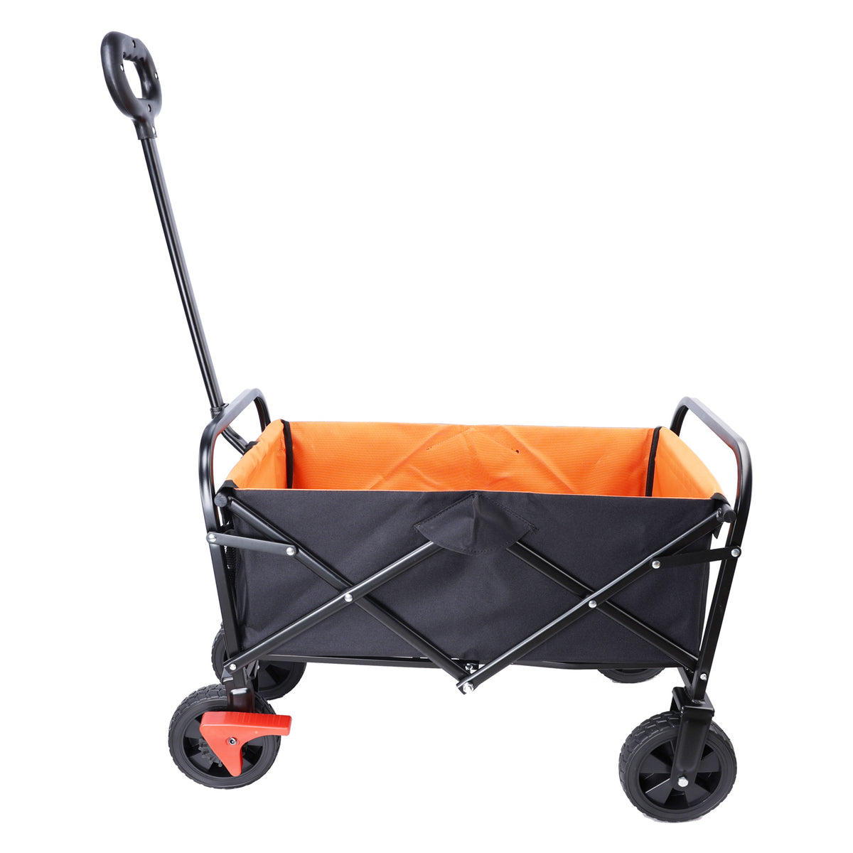 Mini Folding Wagon Garden Shopping Beach Cart Brake Orange Black Beige Yellow Metal
