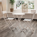 3 Piece Patio Bistro Set Of Foldable Round Table And Chairs, White No White Metal