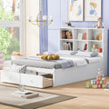 Full Size Platform Bed With Storage Headboard, Charging Station And 2 Drawers, White Box Spring Not Required Full White Wood Bedroom Bed Frame Solid Wood Mdf