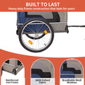 Tangkula Dog Bike Trailer,Mesh Dog Cart With 3 Entrances, Safety Flag, 8 Reflectors, Folding Pet Carrier Wagon With 20 Inch Wheels, Bicycle Carrier For Medium And Small Sized Dogs Blue Grey Fabric Steel