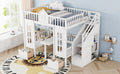 Full Over Full Bunk Bed With Changeable Table, Bunk Bed Turn Into Upper Bed And Down Desk White Full White Solid Wood