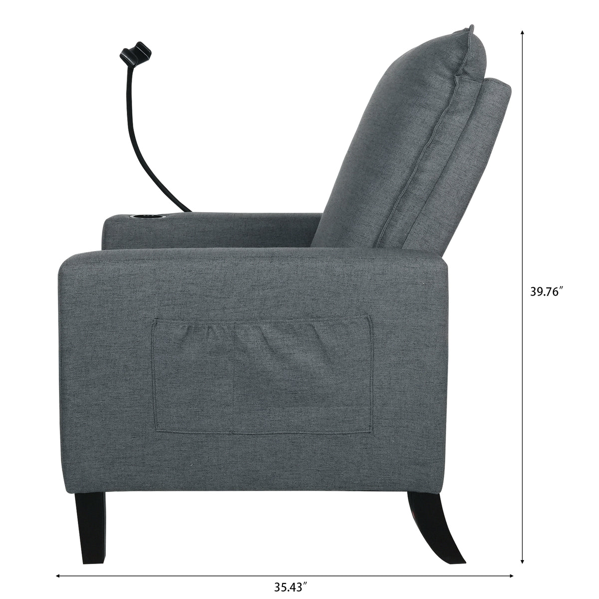 Recliner Chairs For Adults, Adjustable Recliner Sofa With Mobile Phone Holder & Cup Holder, Modern Reclining Chairs Fabric Push Back Recliner Chairs For Living Room, Bedroom, Gray Grey Foam Polyester