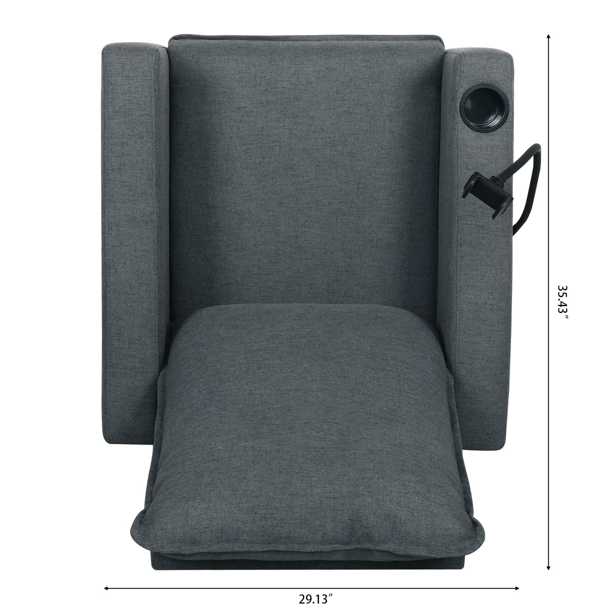 Recliner Chairs For Adults, Adjustable Recliner Sofa With Mobile Phone Holder & Cup Holder, Modern Reclining Chairs Fabric Push Back Recliner Chairs For Living Room, Bedroom, Gray Grey Foam Polyester