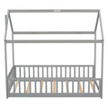 Twin House Bed With Guardrails, Slats ,Grey Twin Grey Wood Bedroom American Design Pine Bed Frame Pine