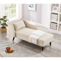 Modern Chaise Lounge Chair Velvet Upholstery Beige Beige Foam Velvet 1 Seat