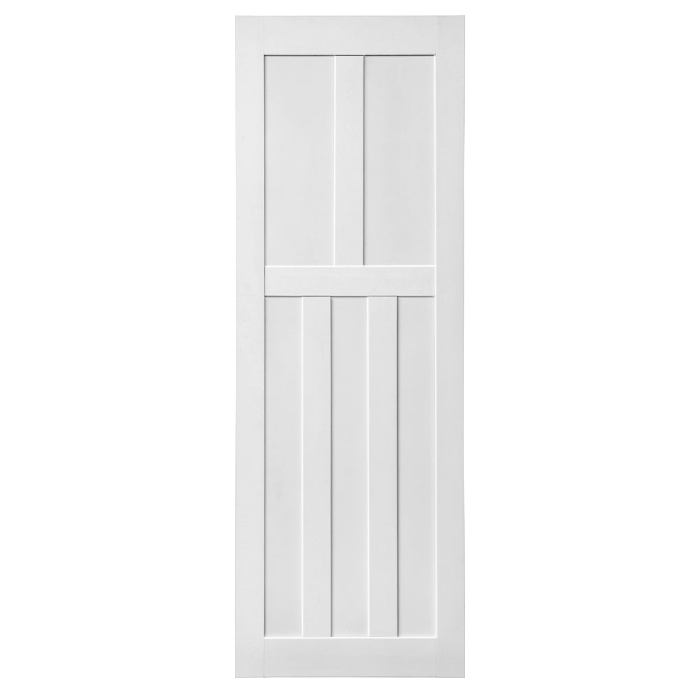 28" X 80" Five Panel Real Primed Door Slab 6.6Ft Barn Door Sliding Hardware Adjustable Floor Guider Pull Handle, Diy Unfinished Paneled Door, Modern Interior Barn Door, Moisture Proof White Mdf